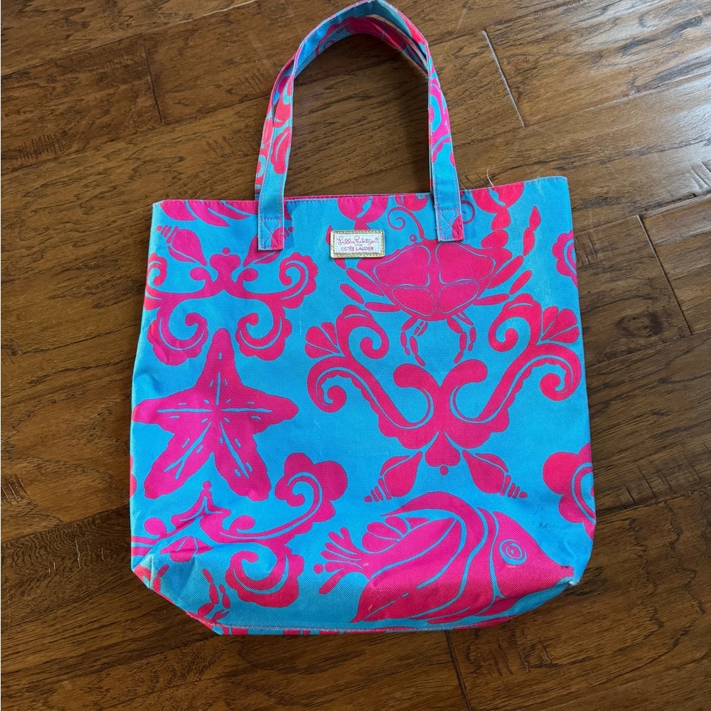 Lilly‎ Pulitzer for Estée Lauder Pink and Blue Tote Bag